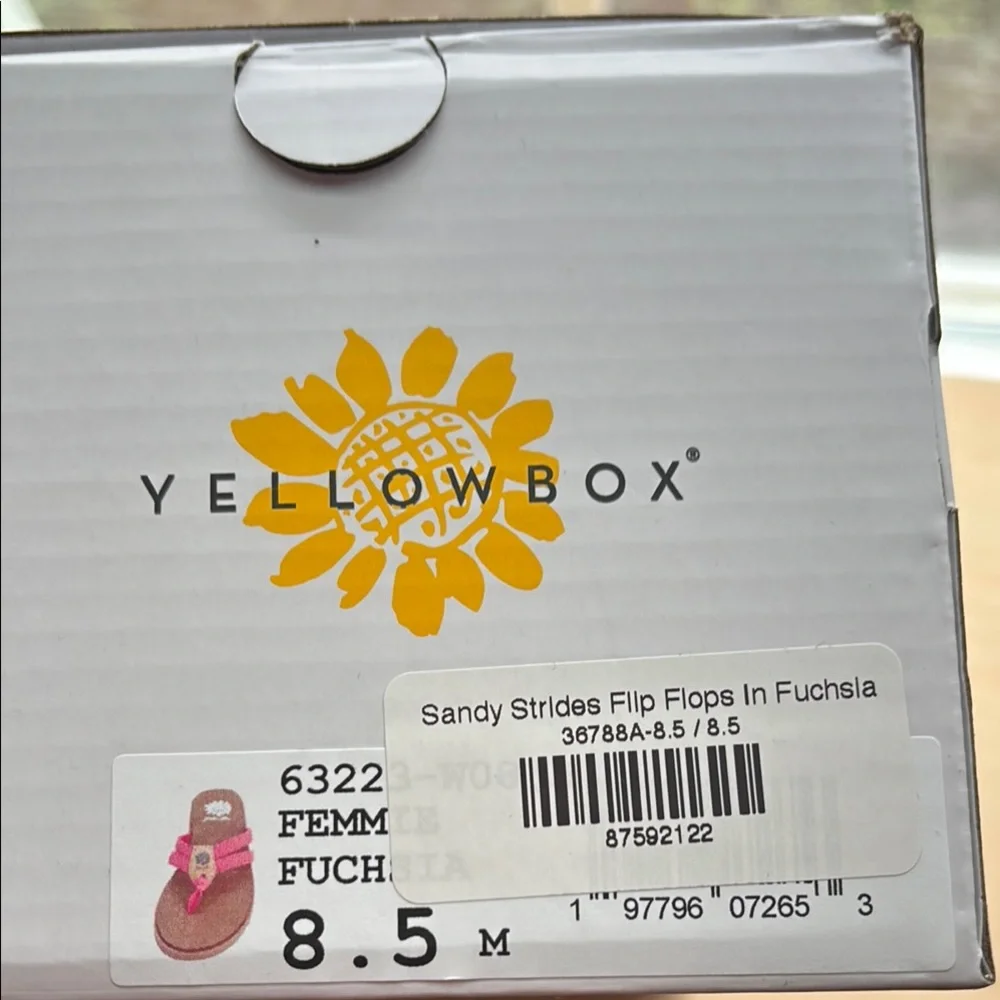 NWT Yellow Box Pink flip flops sandals with supportive footbed size 8.5 - Picture 2 of 4